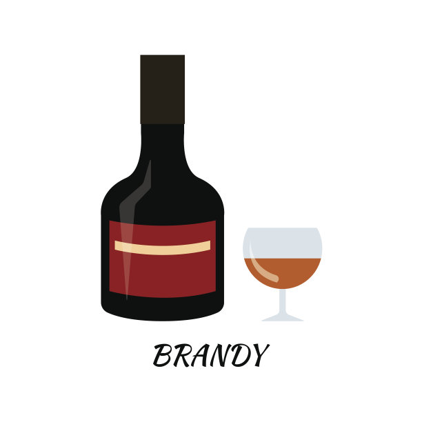 扁平风格的白兰地酒瓶。图标矢量股票插图。图片下载