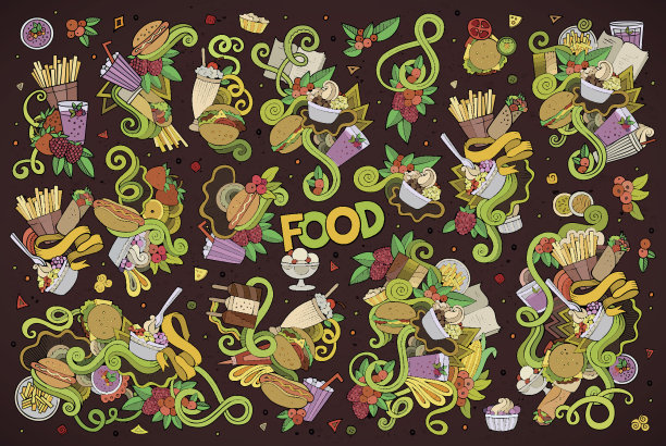 卡通食品套装图片下载