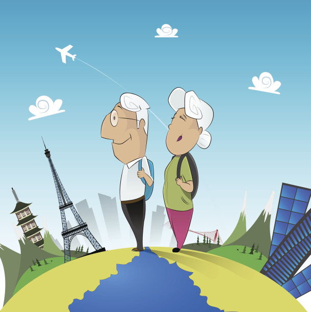 一对老夫妇环游世界图片下载
