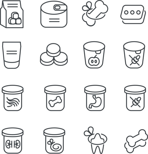 狗和猫喂食线图标，设置一图片下载