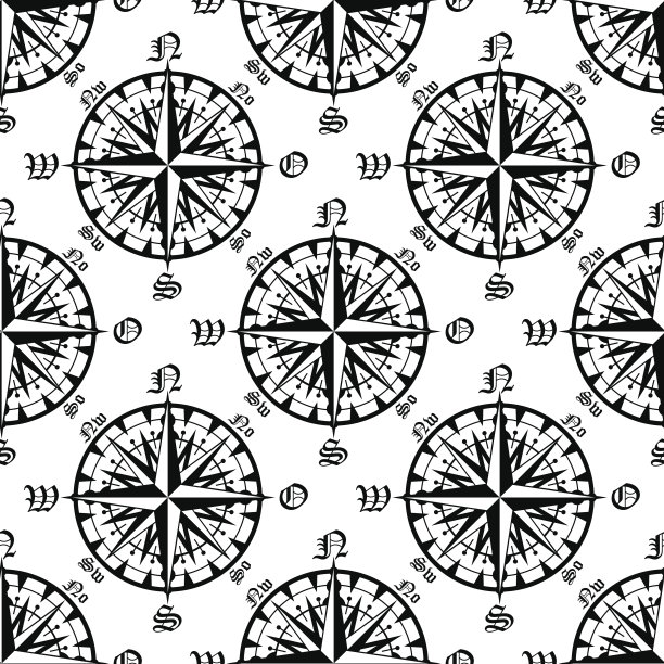 复古罗盘玫瑰无缝模式图片下载