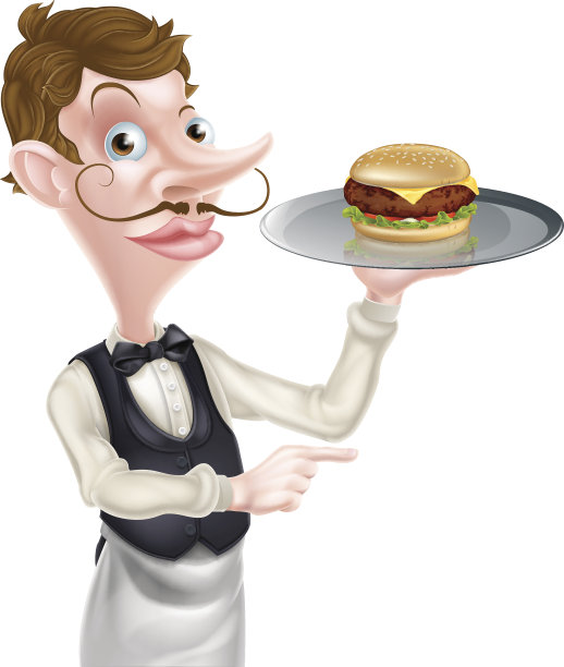 汉堡服务员指着图片下载