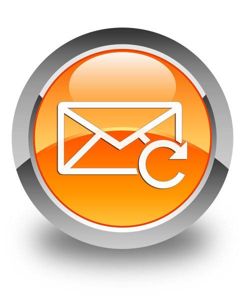 刷新电子邮件图标光亮的橙色圆形按钮图片下载