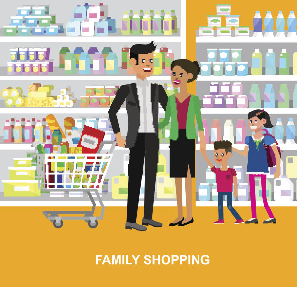 商店，超市矢量平面插图图片下载