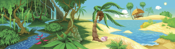 丛林和大海的景色图片下载