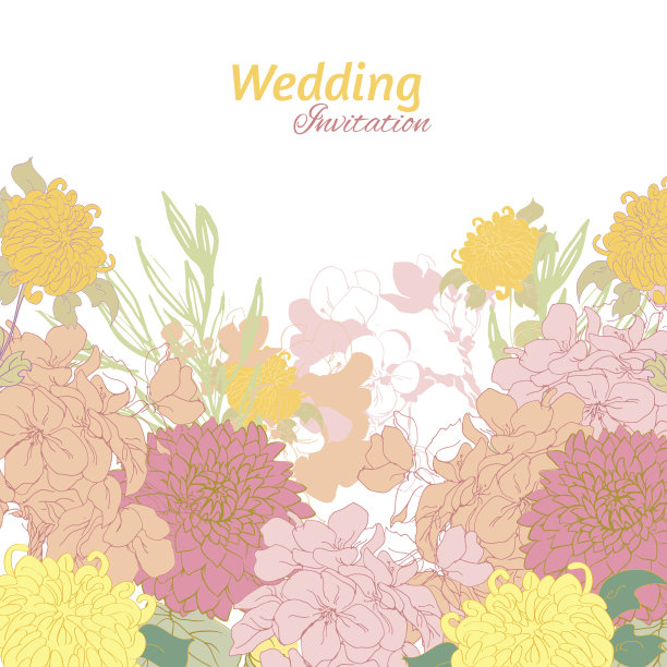 花束有大丽花，樱桃，杏子和菊花。花向量图片下载