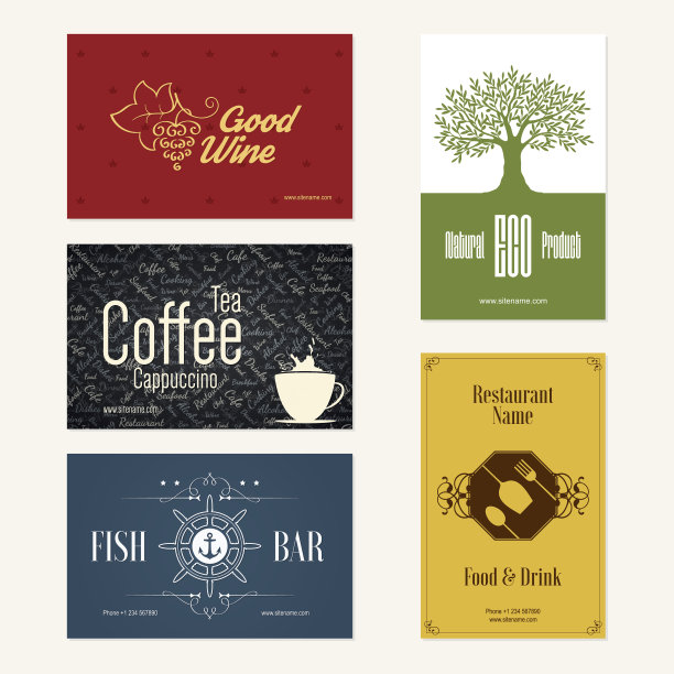 一套5张详细的名片图片下载