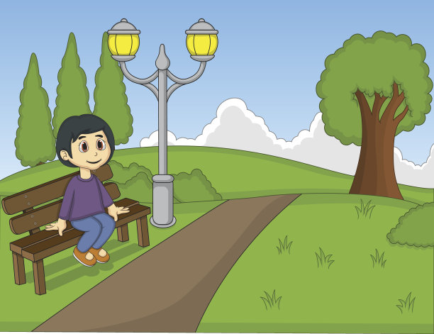 孩子们在公园卡通图片下载