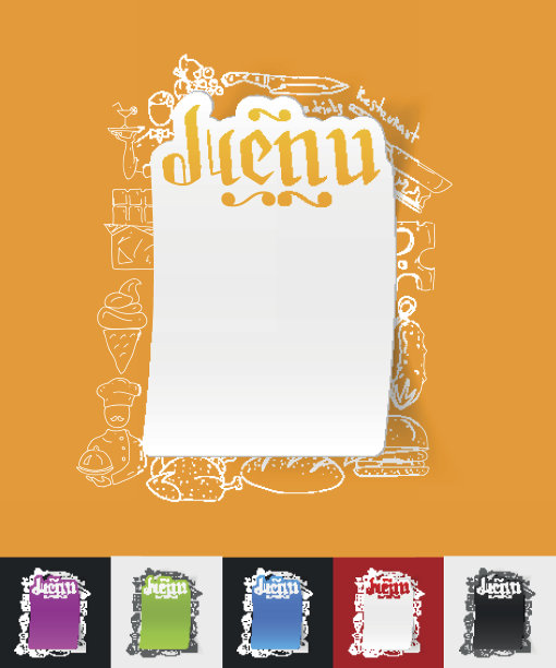 菜单纸贴纸与手绘元素图片下载