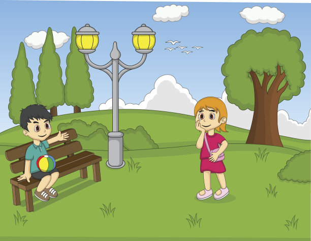 孩子们在公园卡通图片下载