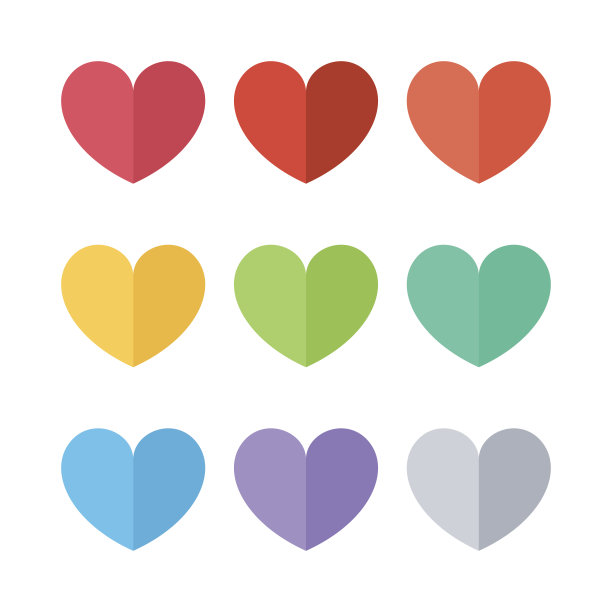 一组心形图标。心标志符号。图片下载