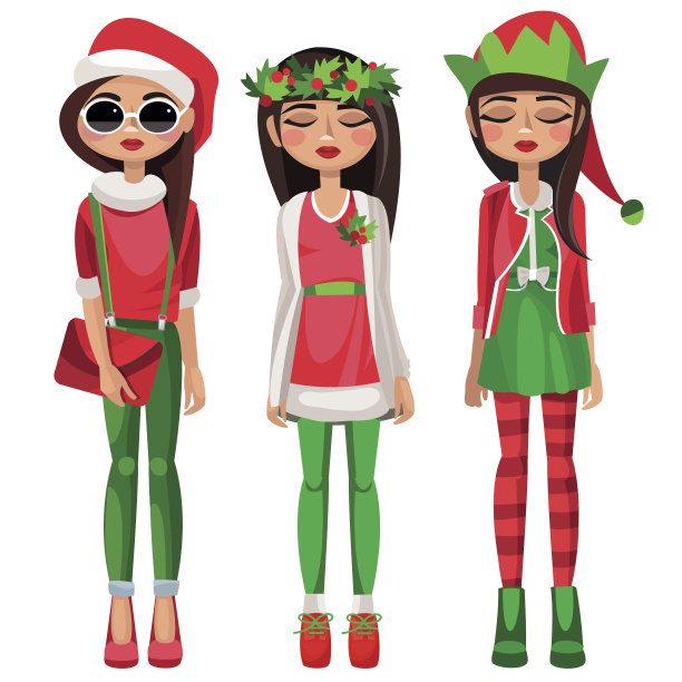 矢量插图的角色在圣诞节风格。图片下载
