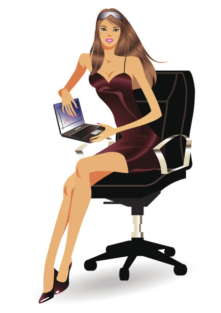 商务女性手提电脑图片下载