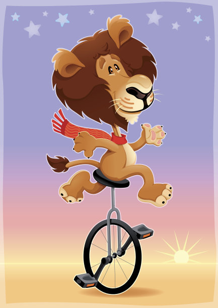 骑单车的滑稽狮子图片下载