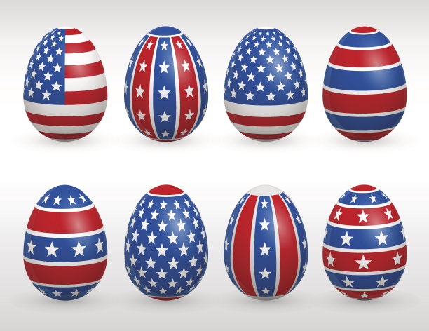 复活节彩蛋美国颜色国旗设置图片下载