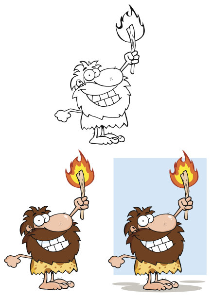 《举着火把的穴居人》的收藏图片下载