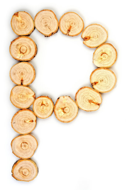 在白色背景上由木片制成的字母。P图片下载