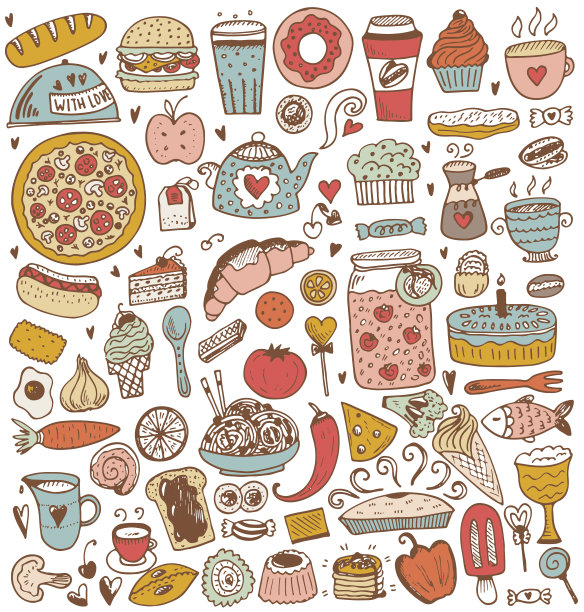 食物素描元素收集图片下载