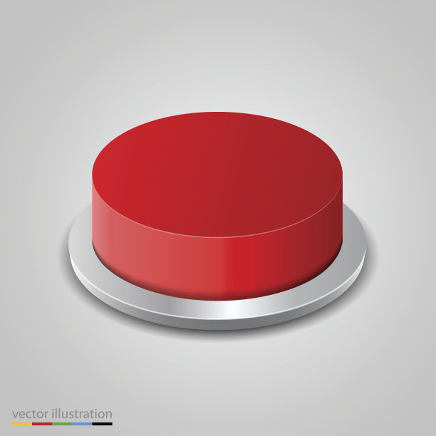 现实的红色按钮上的白色背景图片下载