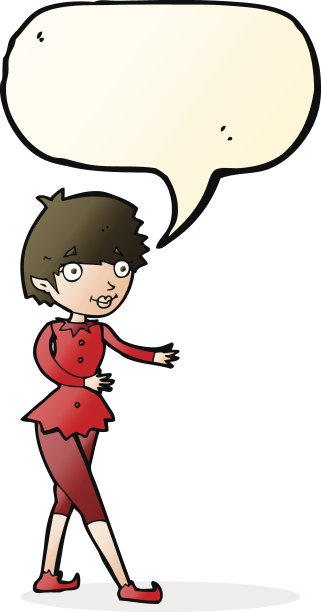 卡通圣诞精灵女人与讲话泡泡图片下载