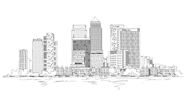 金丝雀码头商业咏叹调，伦敦，素描收藏图片下载