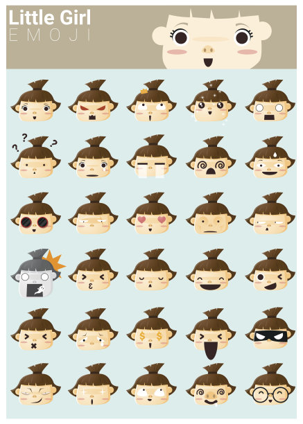 小女孩表情符号图标图片下载