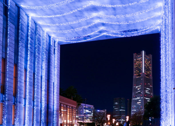 日本横滨的冬夜景色图片下载