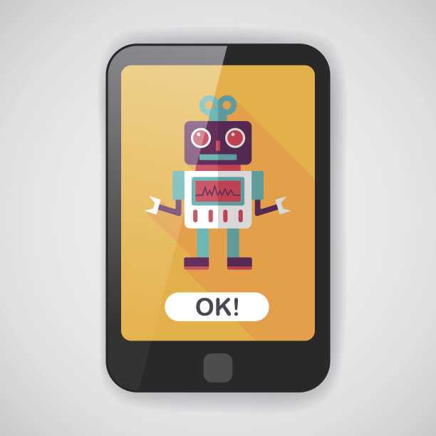 带有长阴影的机器人平面图标，eps10图片下载