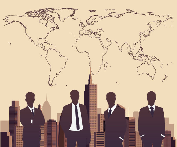 世界地图上的商人和城市图片下载