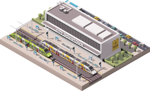 向量等距火车站图片下载