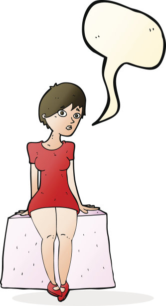 卡通好奇的女人坐着说话泡泡图片下载
