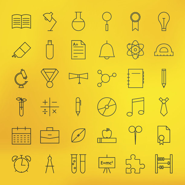 教育和学校线科学图标集图片下载