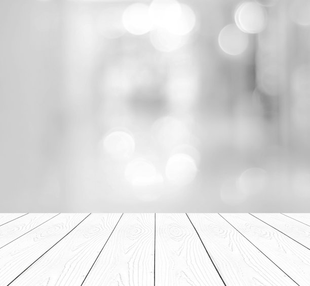 透视白木材和模糊的存储与散景背景图片下载