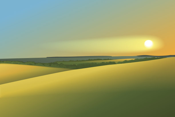 日落的乡村景观图片下载