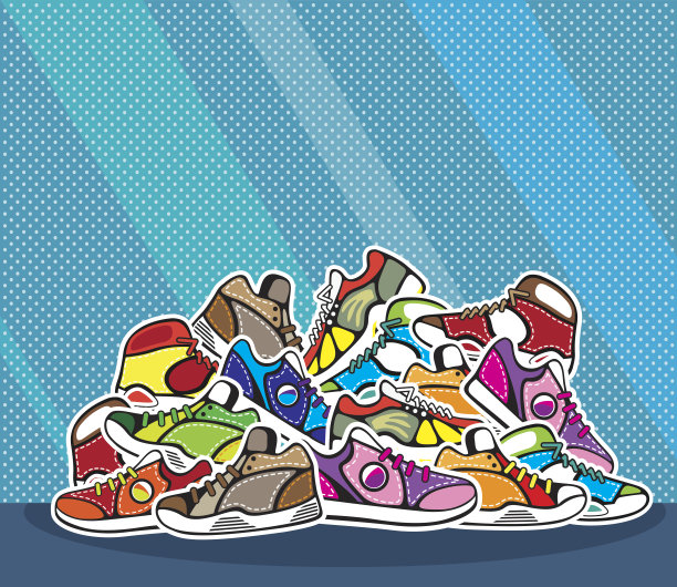 一堆鞋向量波普艺术图片下载