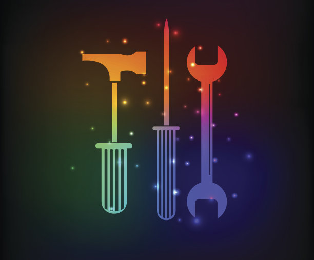 工程师工具设计，彩虹概念，干净向量图片下载