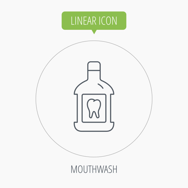 漱口水图标。口服抗菌液体标志。图片下载