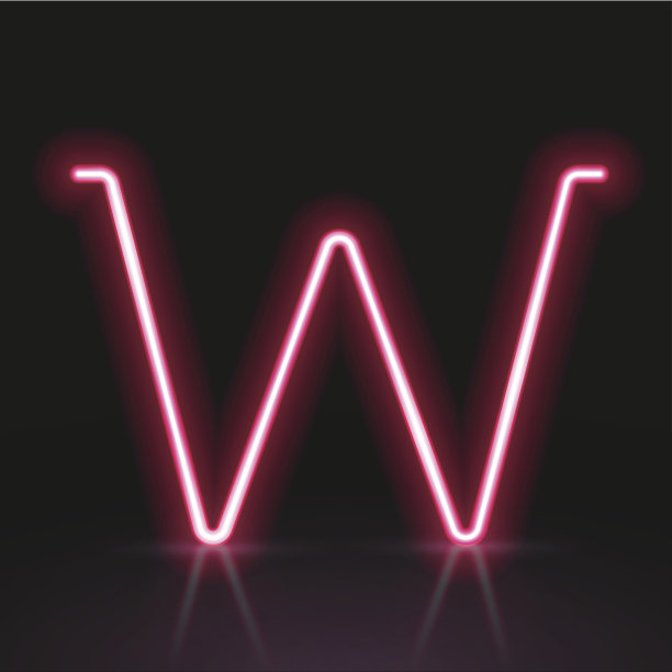 3d红色霓虹灯字母W图片下载