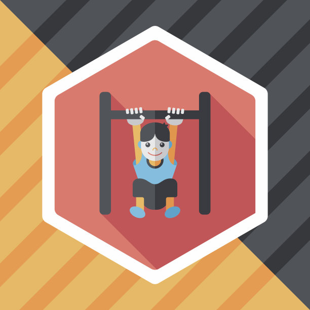 男孩挂横条平图标与长影子，eps10图片下载