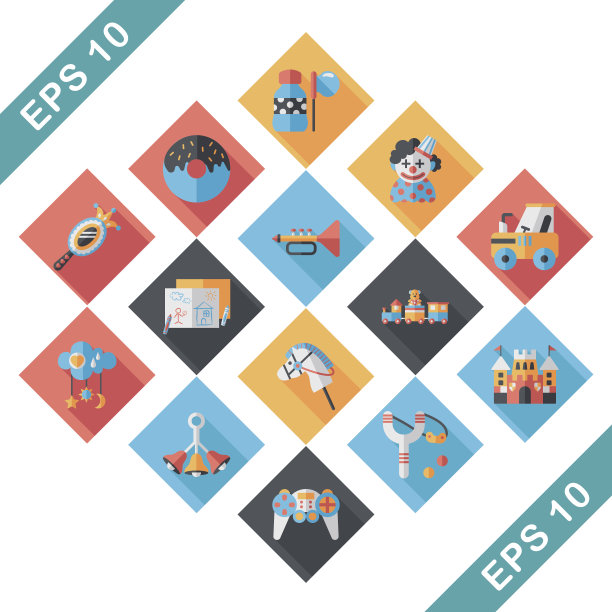 儿童玩具图标集图片下载