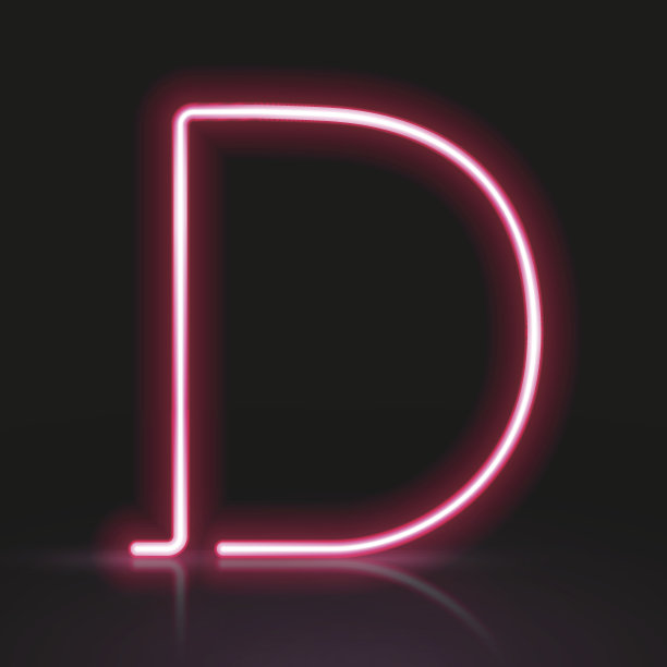3d红色霓虹灯字母D图片下载