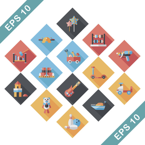 儿童玩具图标集图片下载