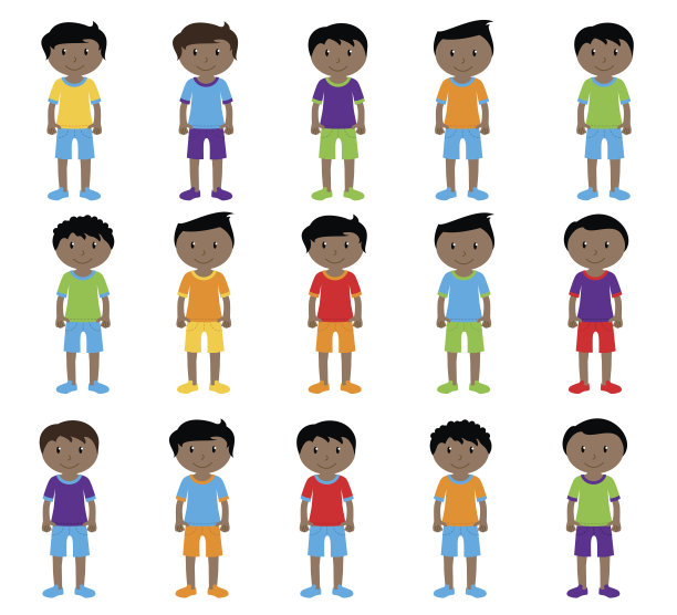 可爱的和不同种族的男性学生和儿童的集合图片下载