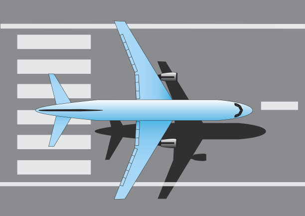 蓝色的飞机降落图片下载