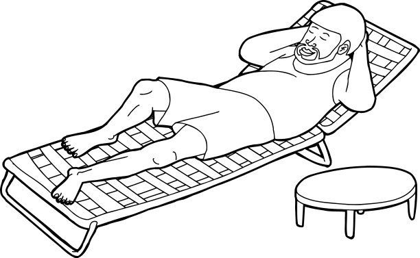 草坪椅子上的大胡子男人的轮廓图片下载