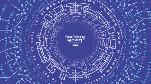抽象未来技术背景向量。安全打印。蓝色的电子网络。数字系统设计素材图片