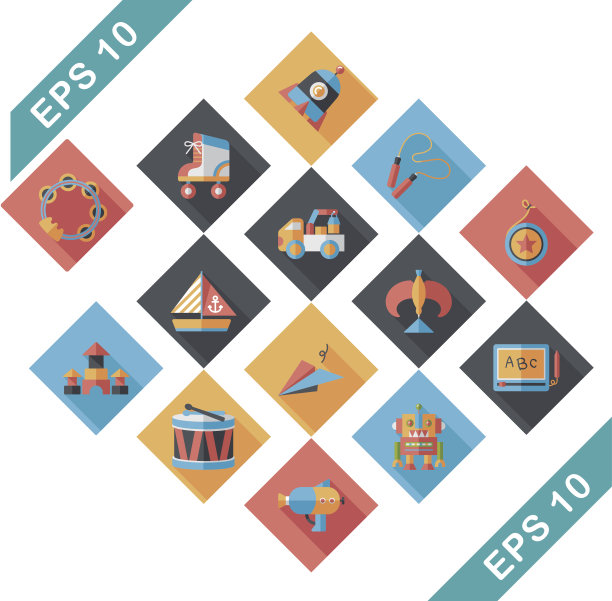 儿童玩具图标集图片下载