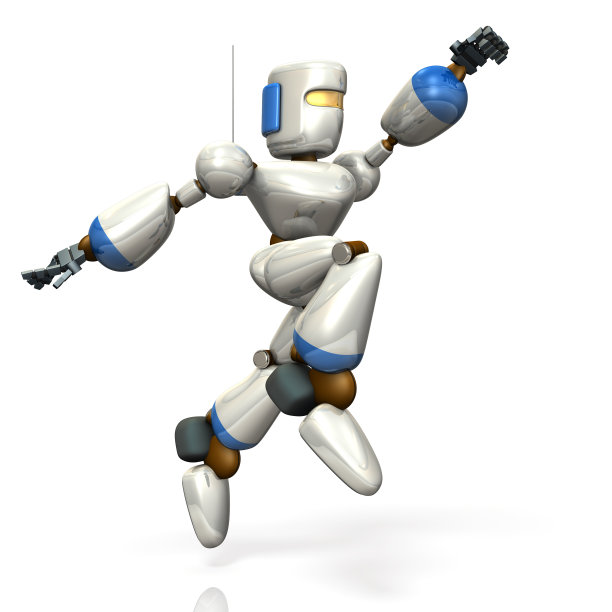 机器人正在向目标跳跃。图片下载