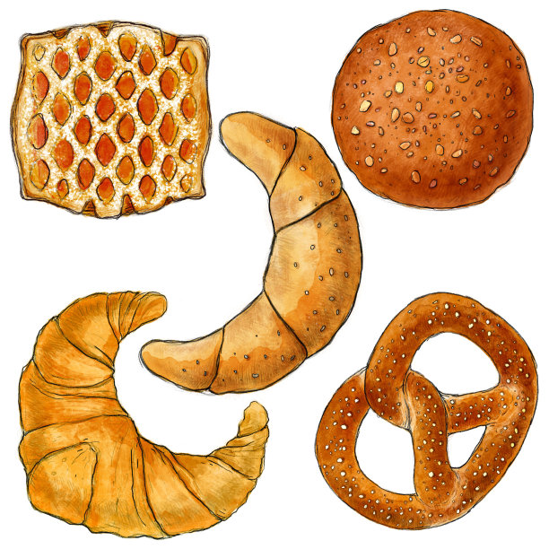 糕点产品插图，绘画，水彩画，油漆素材图片