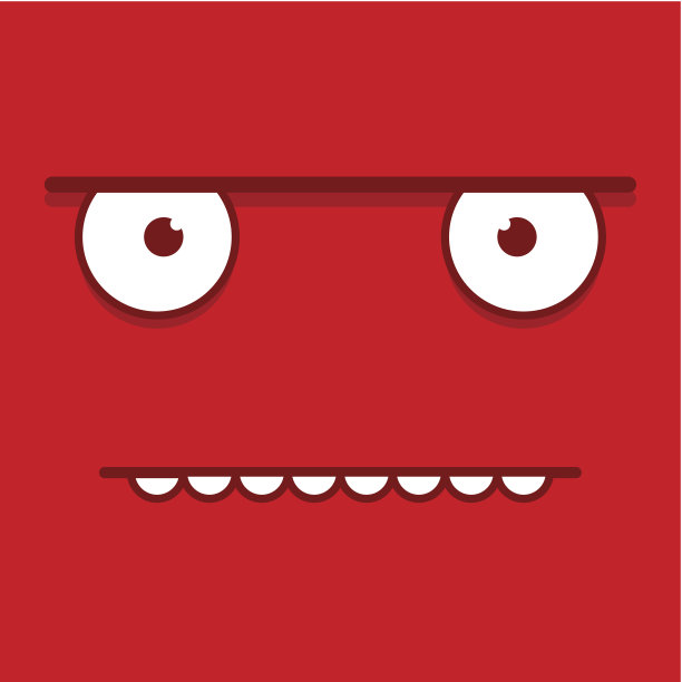 矢量可爱的卡通红色暴躁的脸图片下载